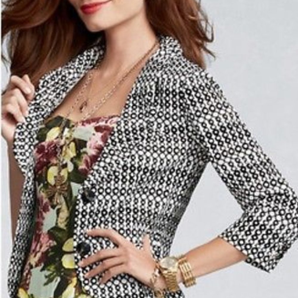 Like New CAbi cream black circle print jacket